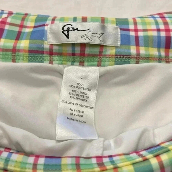 Greg Norman Yellow Plaid Golf Athletic Skort Size  Large - Picture 7 of 8